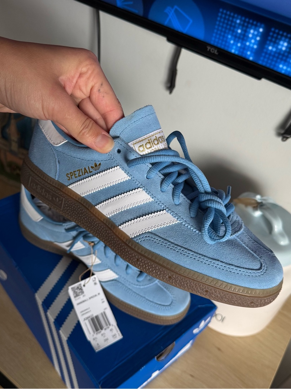 adidas light blue cloud white handball spezial shoes